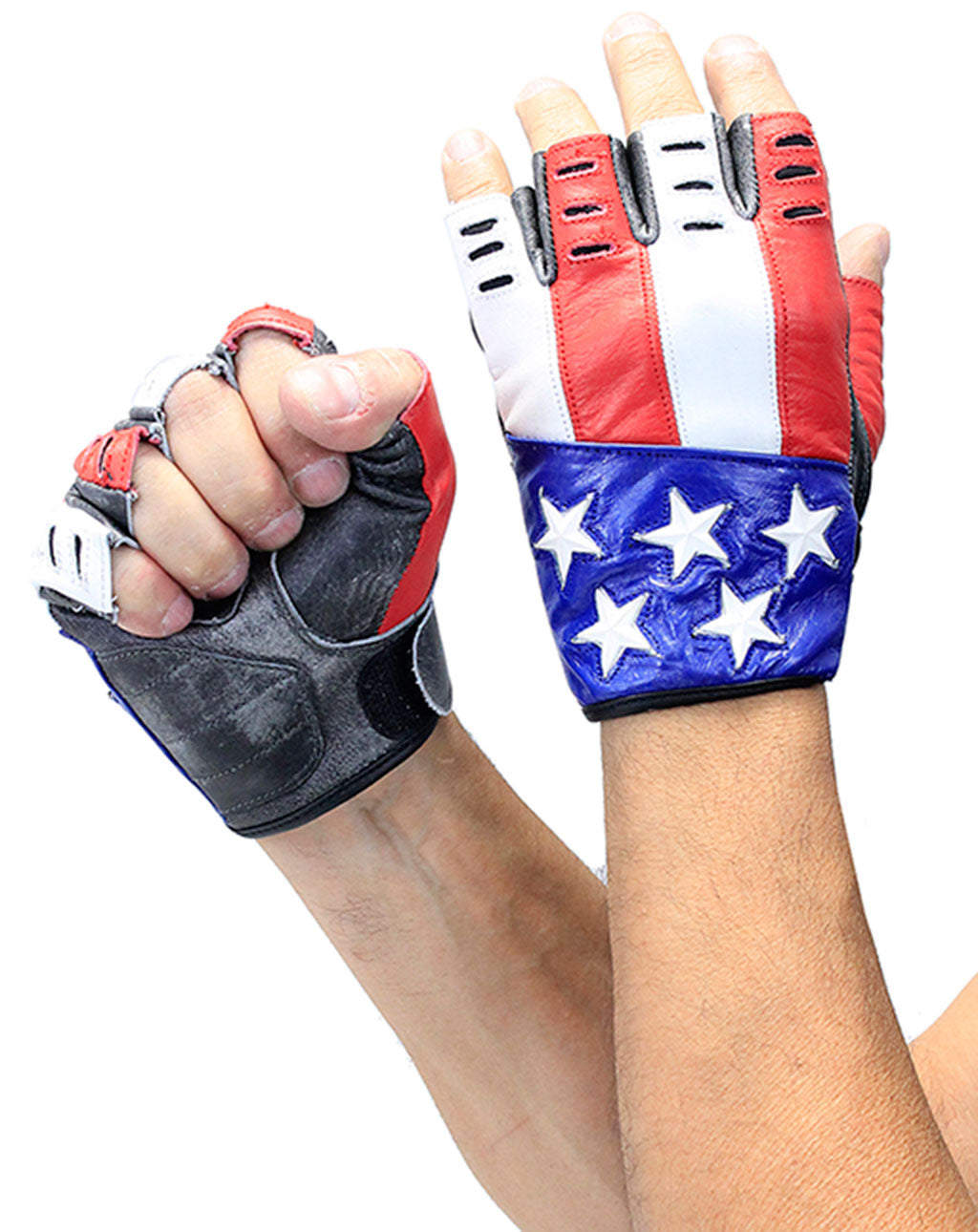 USA Fingerless Flag Leather Gloves #G8199USA