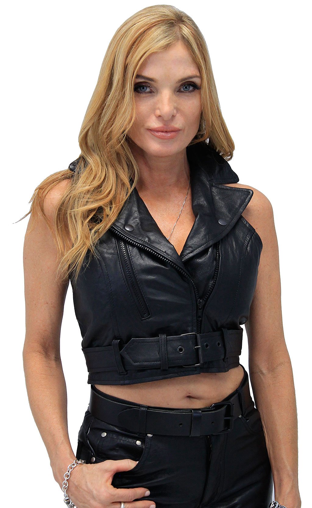 Motorcycle Leather Crop Halter #VL3009MC