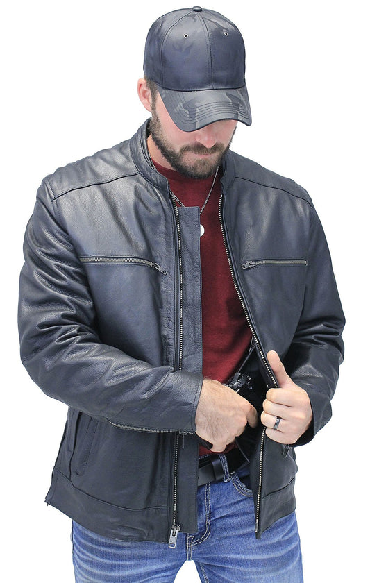 Men's Vented Concealed Pocket Scooter Motorcycle Jacket #M6919VZK