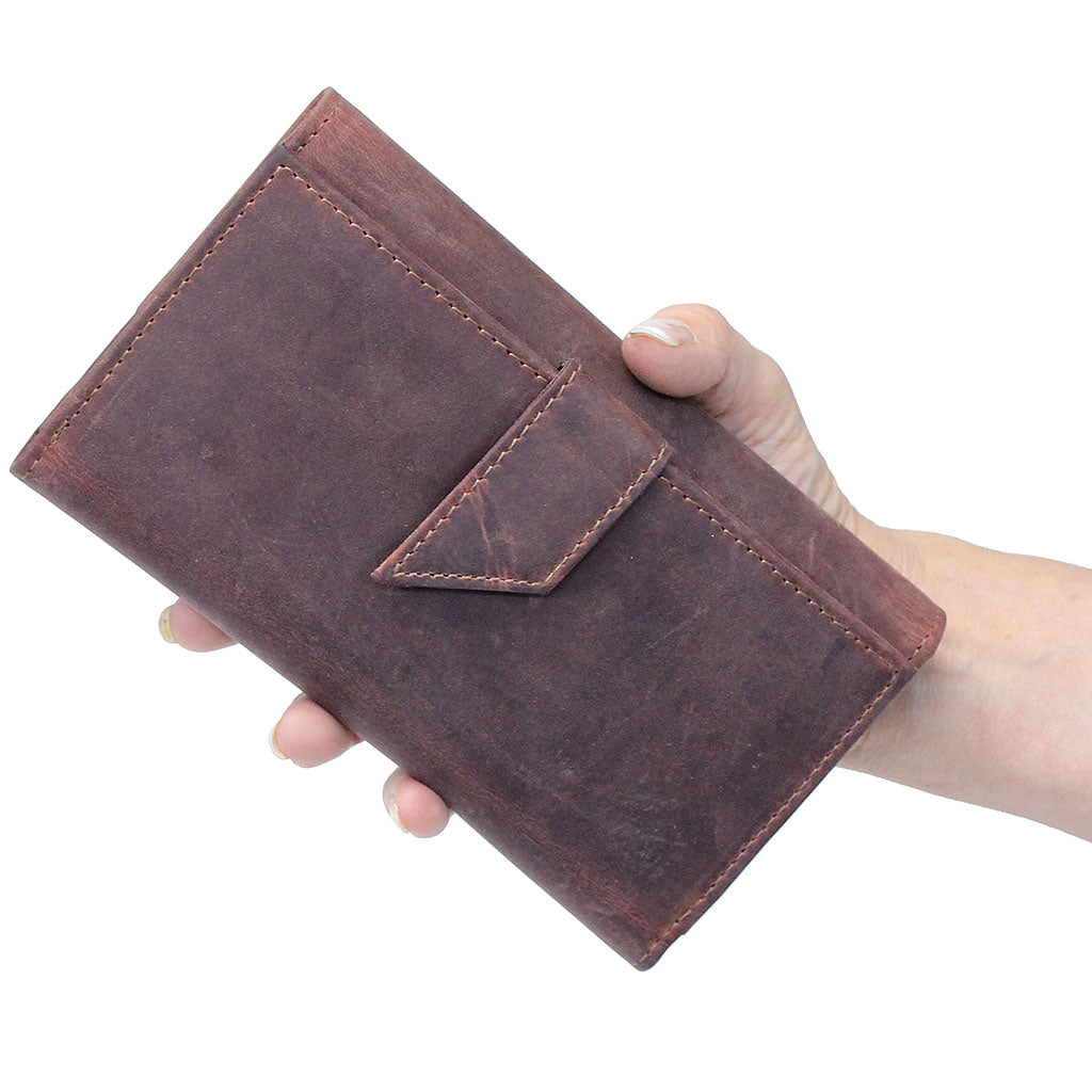 RFID Dark Red Oil Tanned Premium Leather Clutch Wallet #WL16340RID