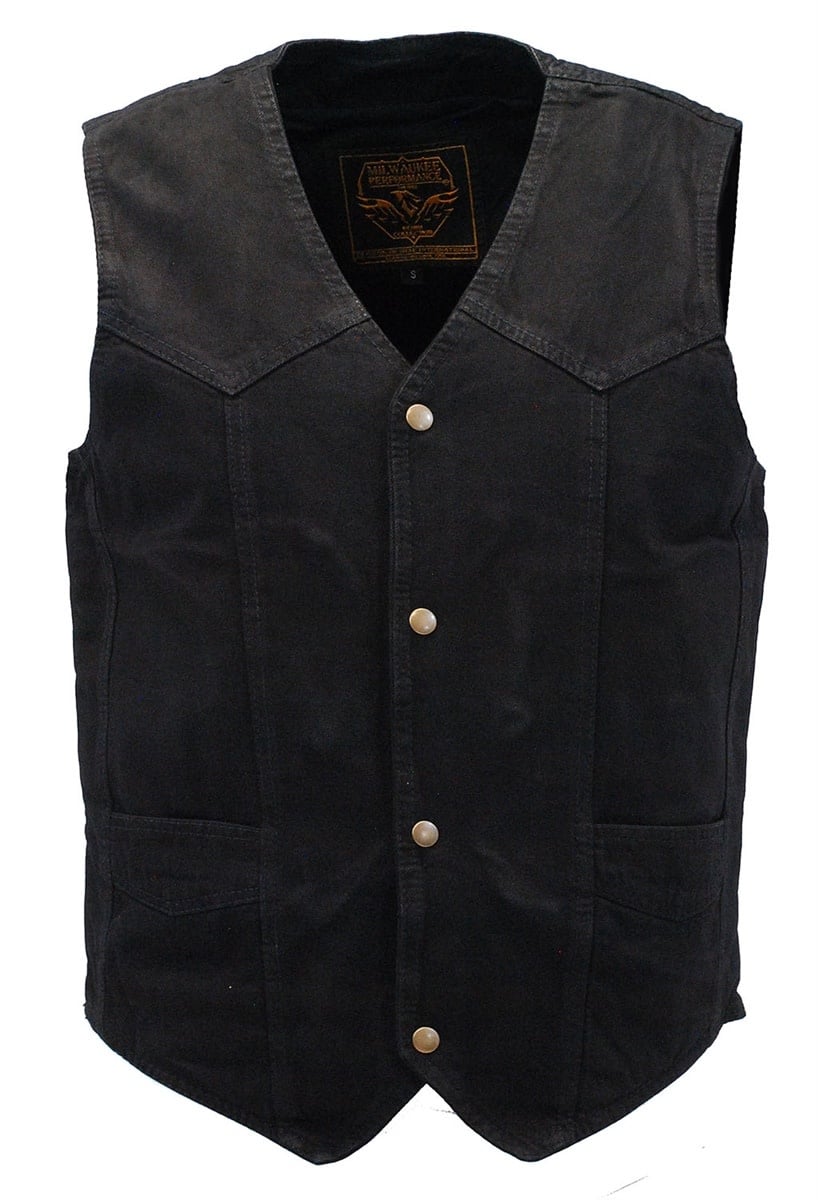 Black Denim Vest w/Large Inside Pockets #VMC42700K