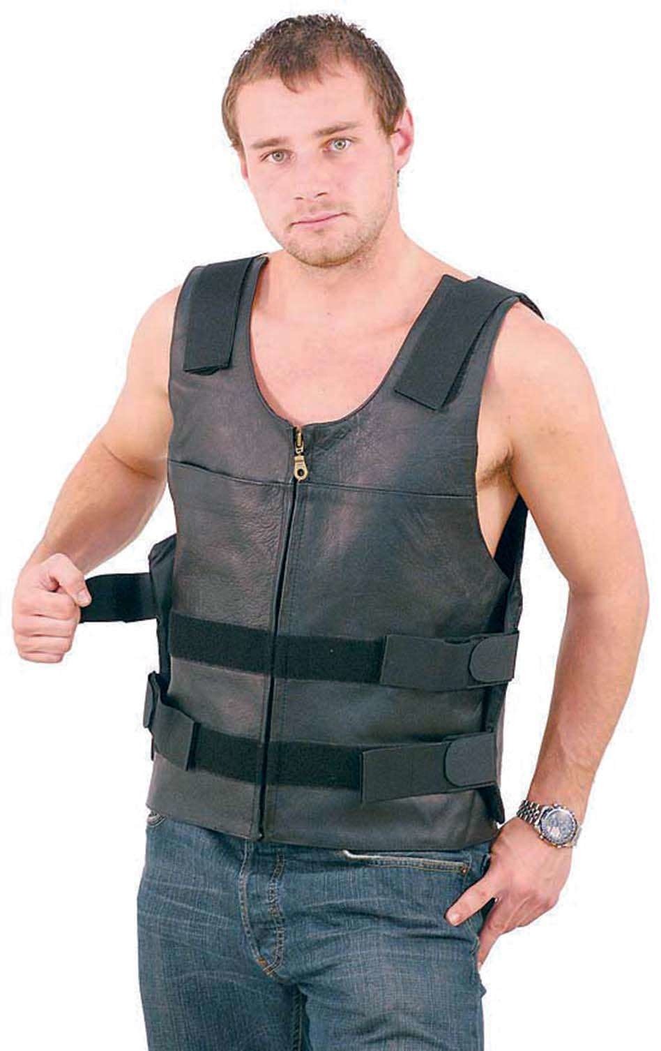 Black Police Safety Vest w/Front Zipper #VM945ZK (3X-5X)