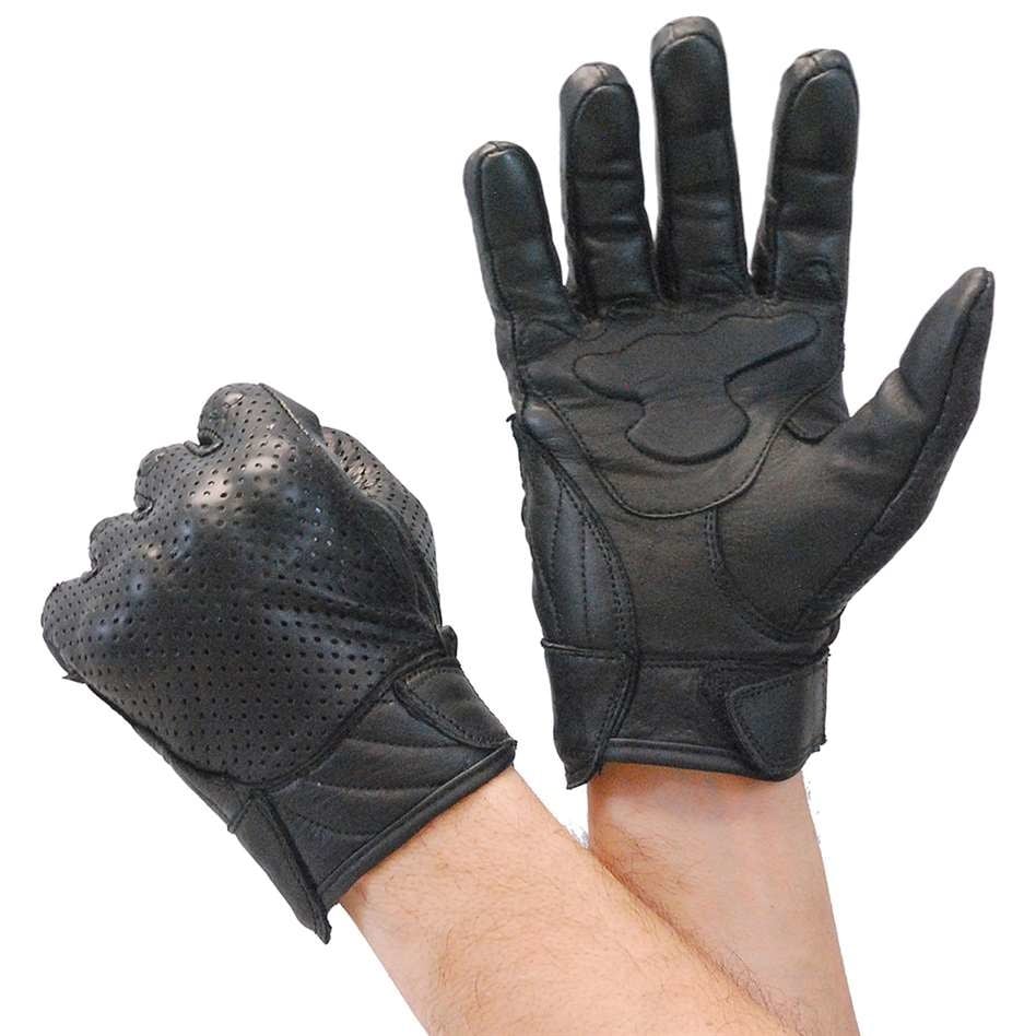 (d) Perforated Leather Riding Glove w/Hard Knuckles & Pads #G7500KNVK