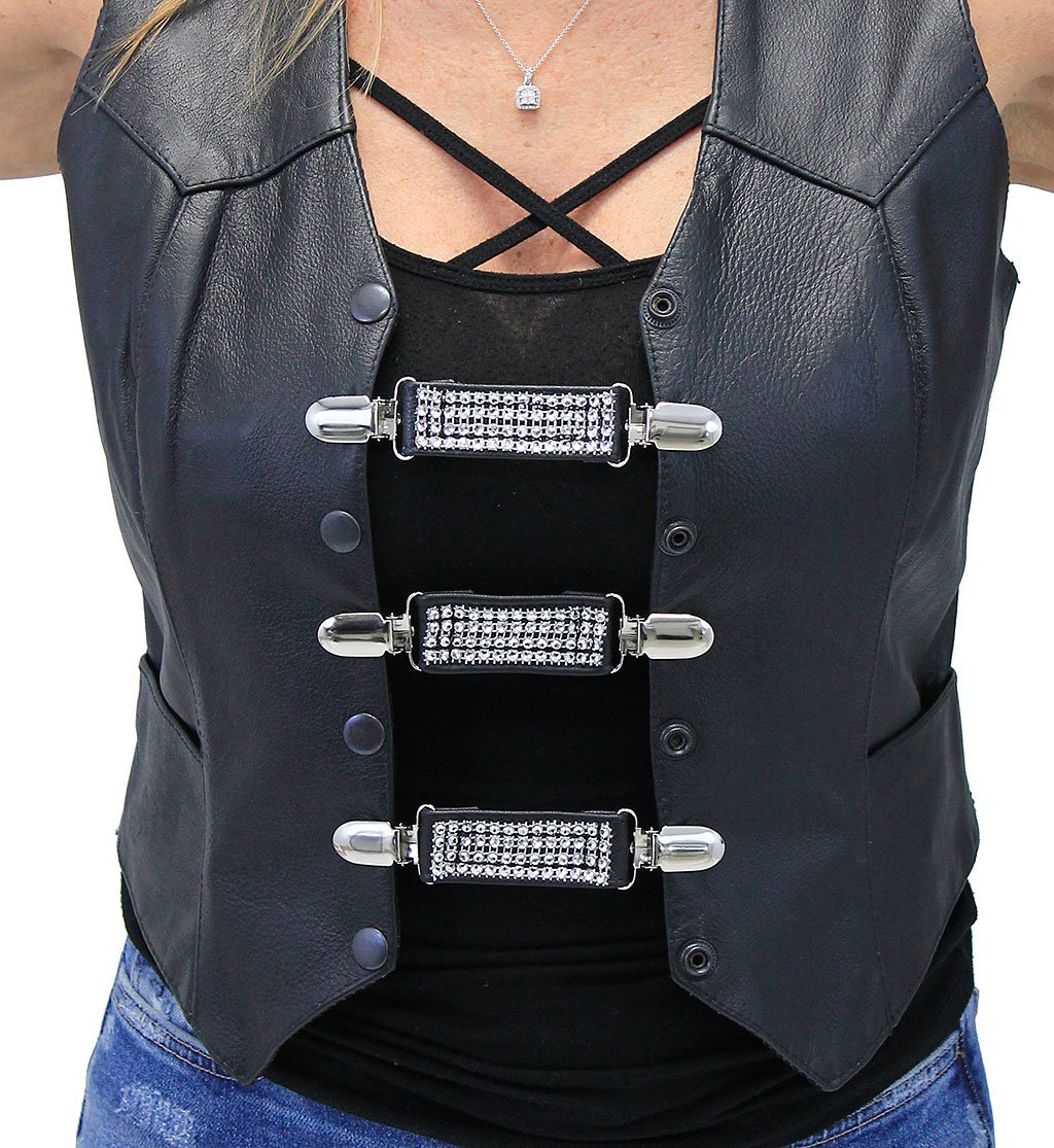 Crystal and Leather Vest Extender with Clips Set of 3 #VC2011CCRY