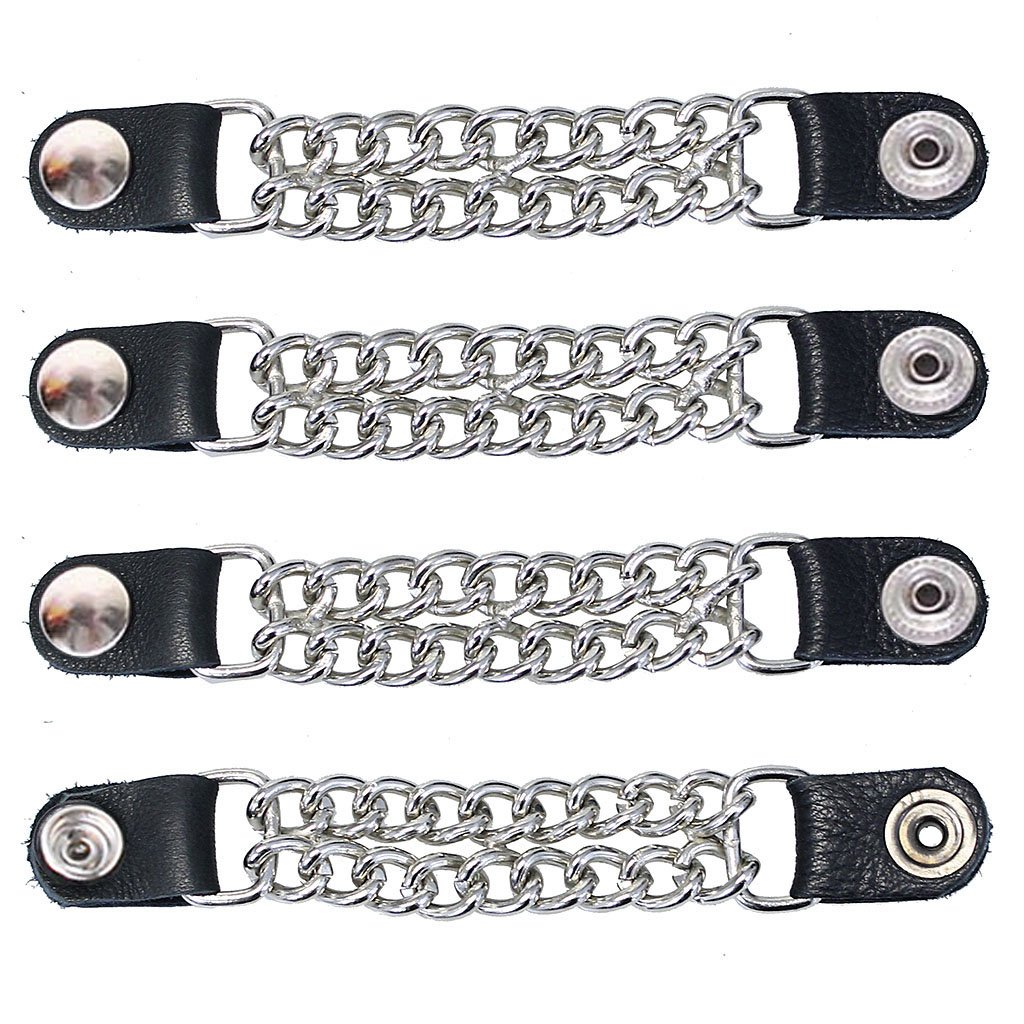 Silver Snap Double Chain Vest Extenders with Leather #VC2 – Jamin Leather®