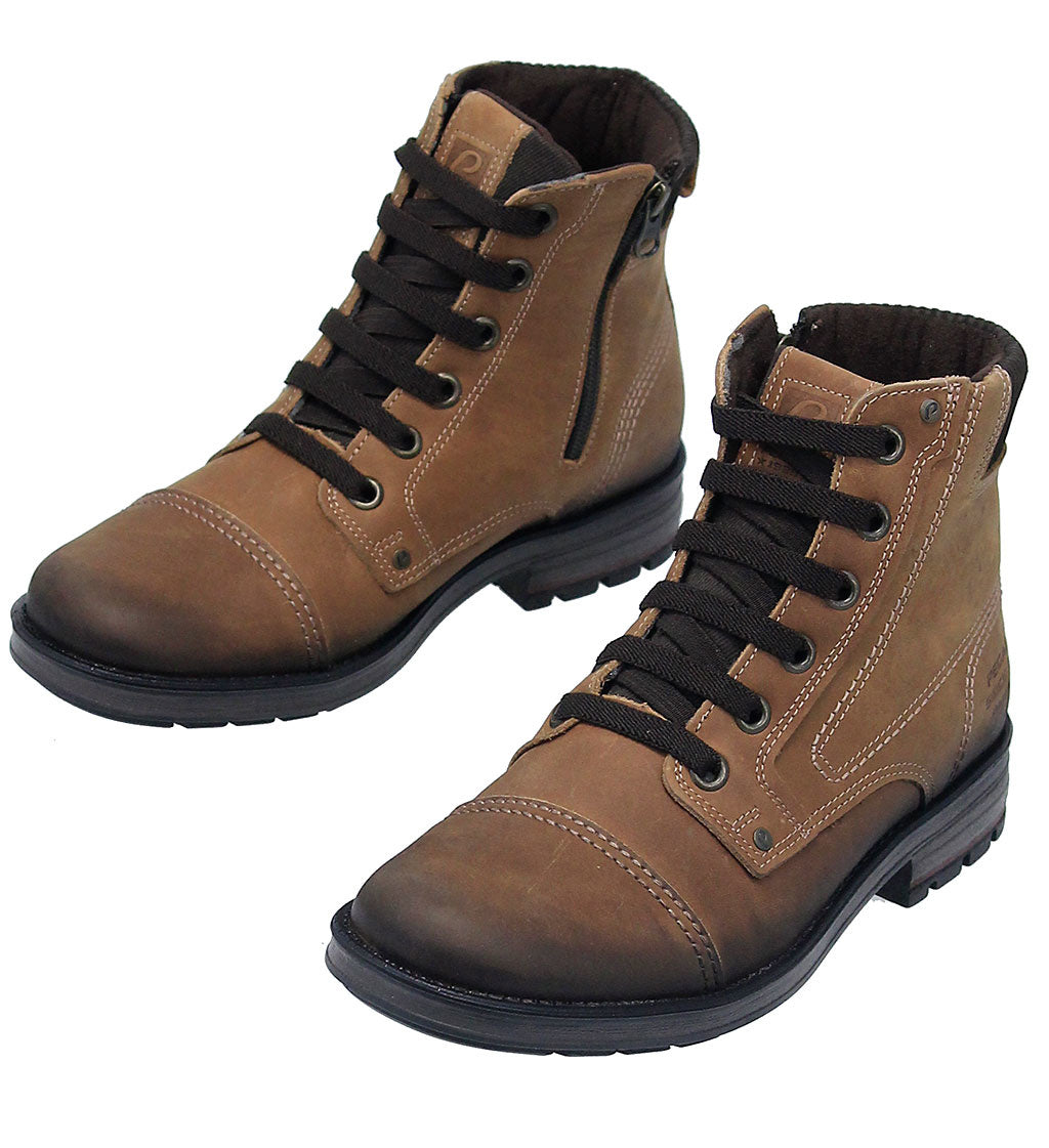 Men's Pull-Up Brown Latigo Leather Boots #BM130305LN