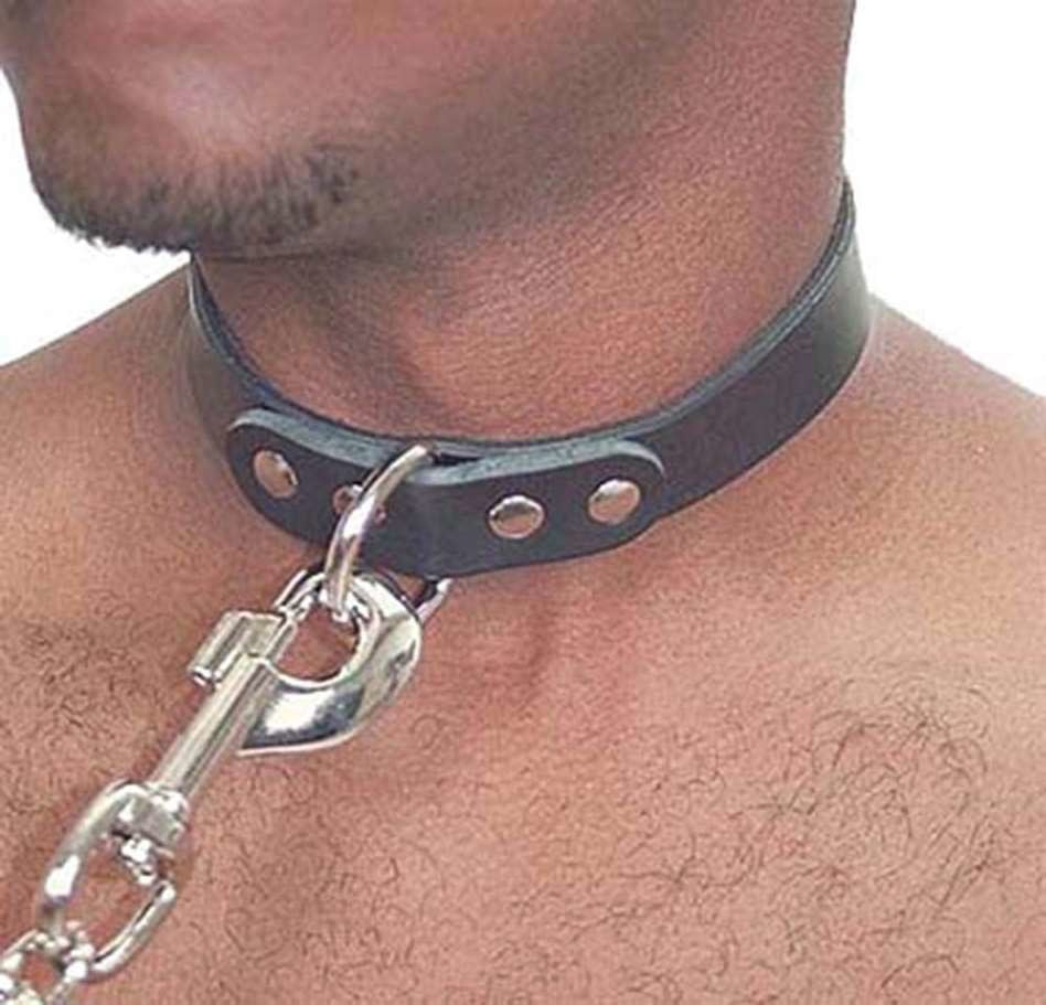 Leather Choker Collar & Chains Set #D503BC224