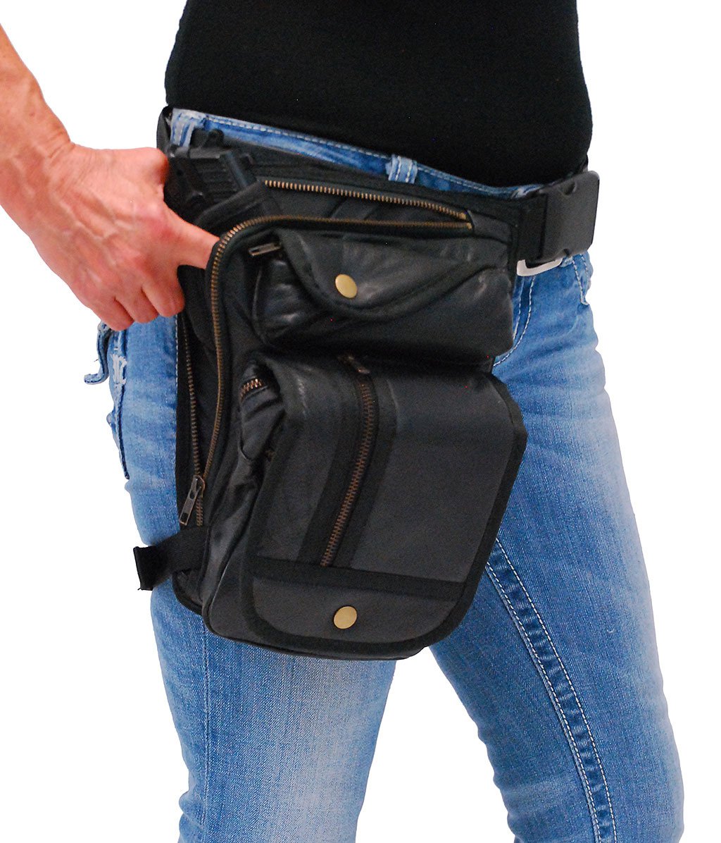 Oversized Zipper Concealed Pocket Thigh Bag w/Holster #TB9799GK