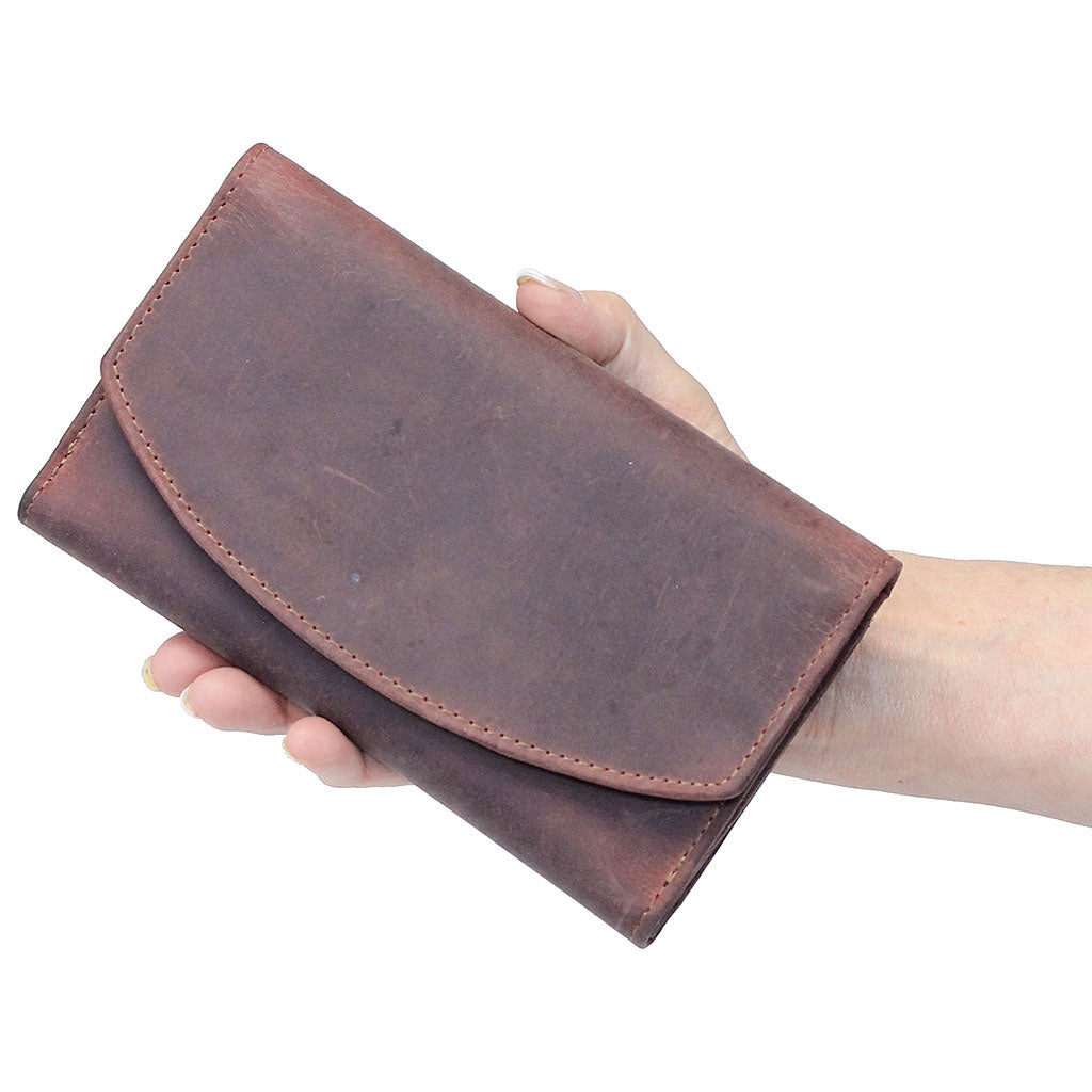 RFID Dark Red Oil Tanned Premium Leather Clutch Wallet #WL16340RID