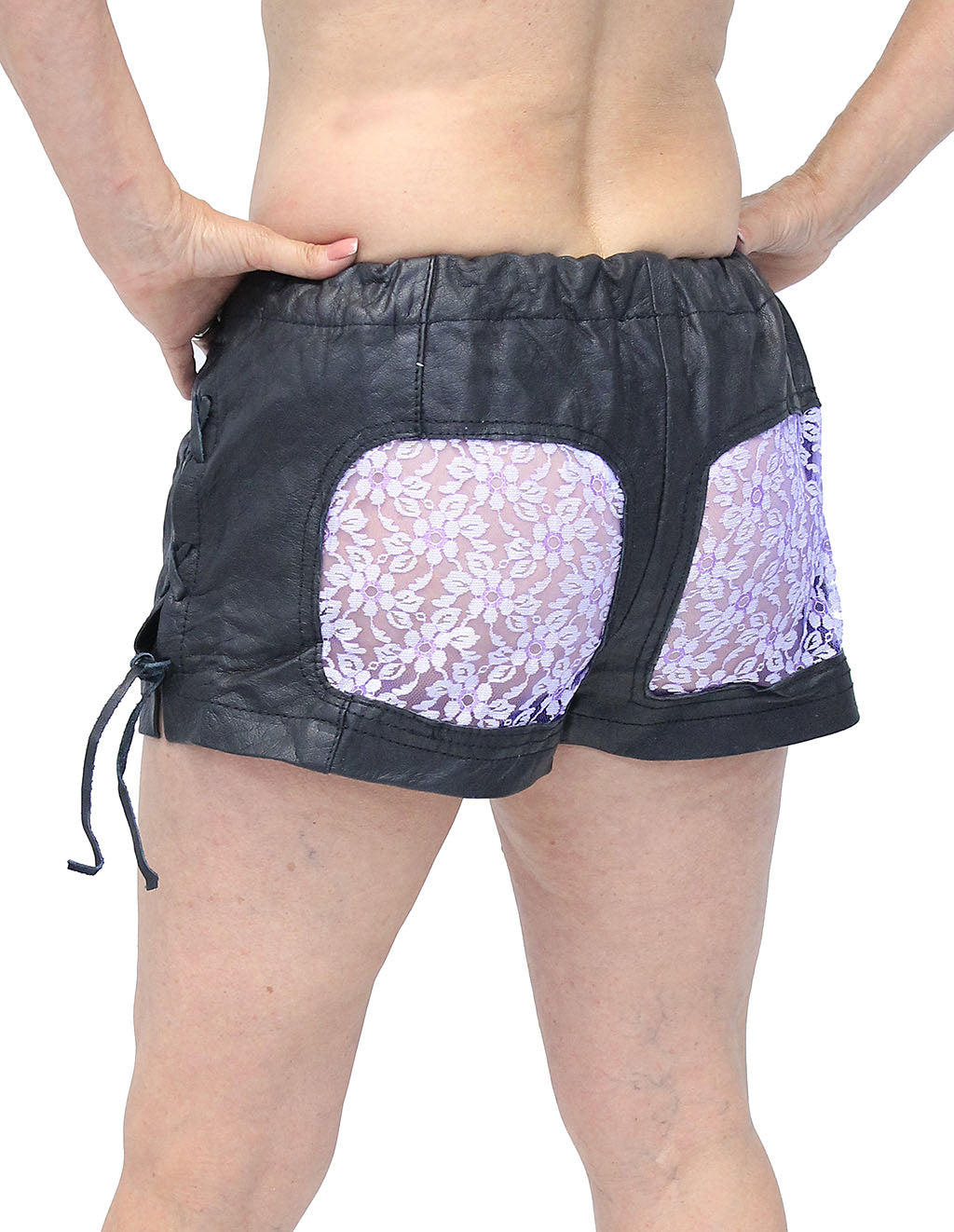 Purple Lace Butt Leather Boxer Shorts #SH0014LSPU