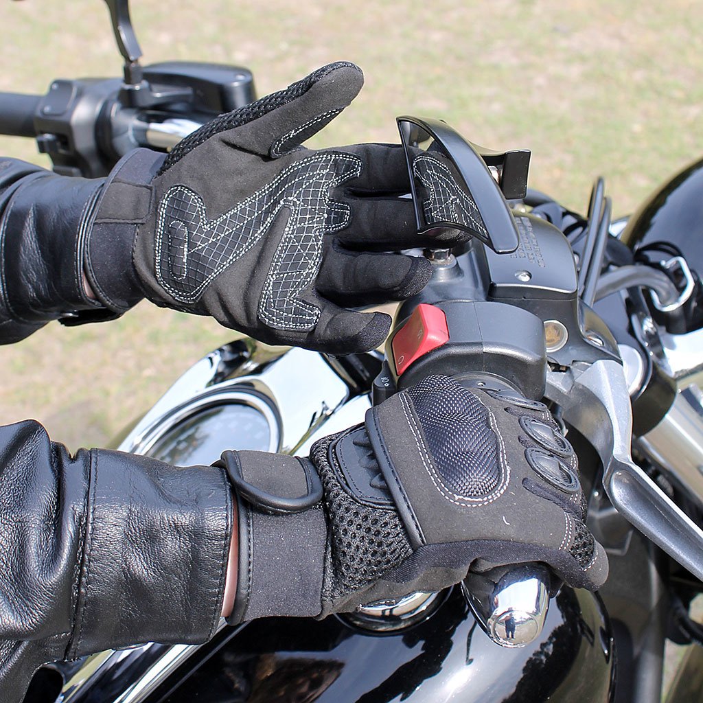 Mesh Vented Motorcycle Gloves w/Knuckle Shell #G8324VKNK