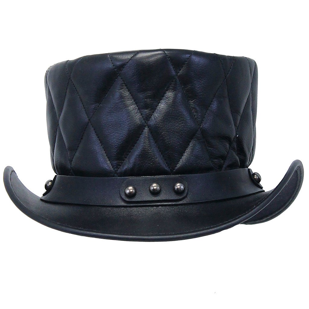 Black Quilted Leather Tophat #H2207QK