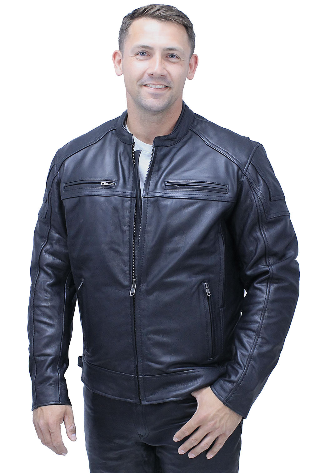 Ultra Premium Cowhide Leather Vented Café Racer Jacket #M69440GVZK