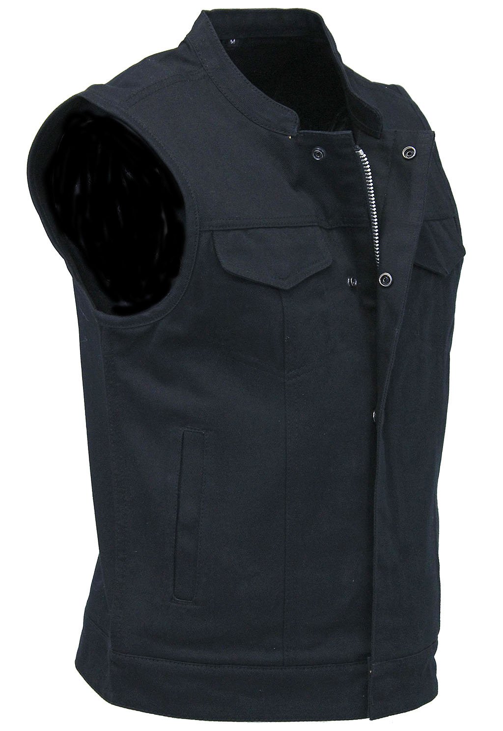 Men's Heavy Denim Black Club Vest w/Easy Access #VMC629GZK