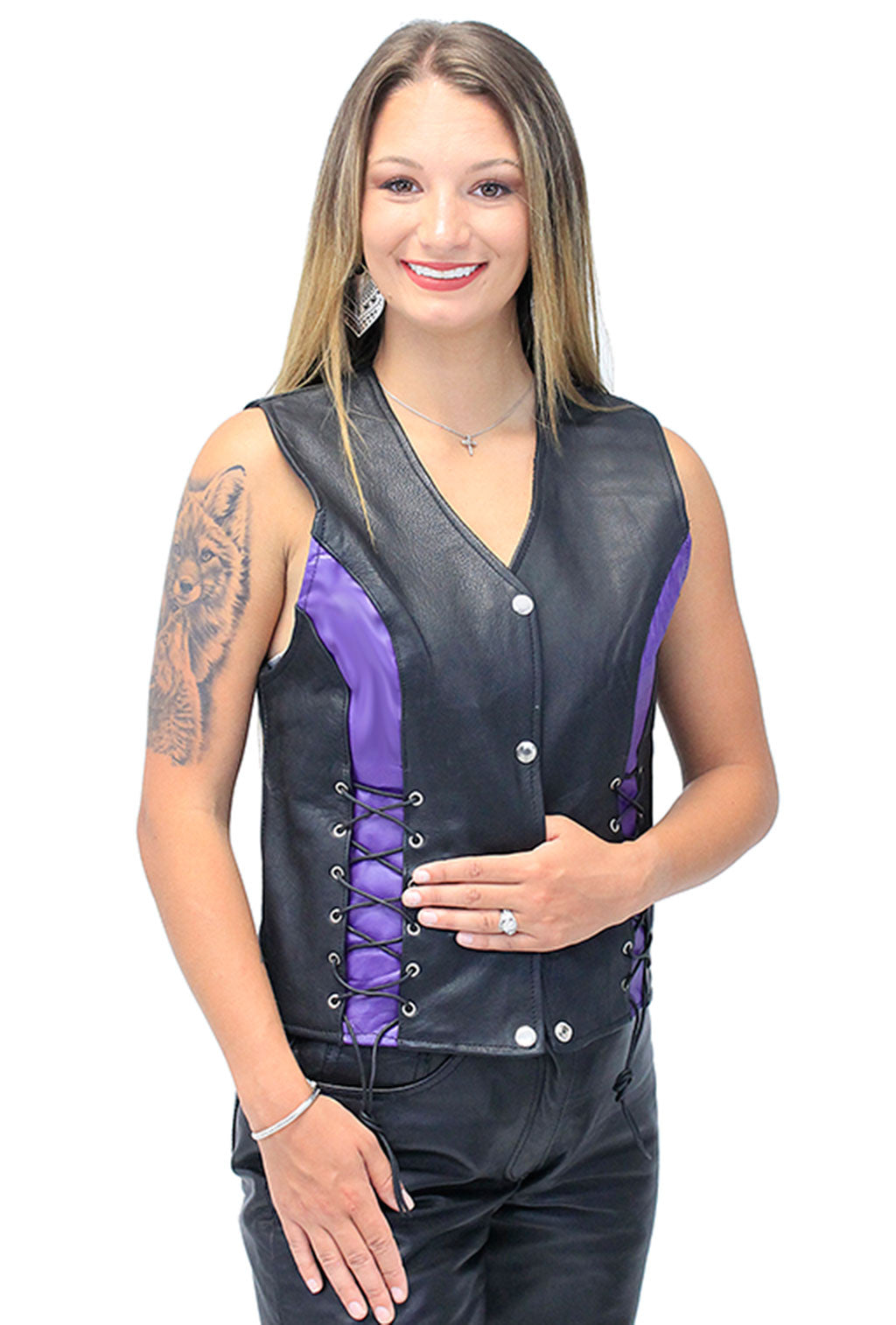 Purple and Black Corset Laced Vest #VL4999LPU