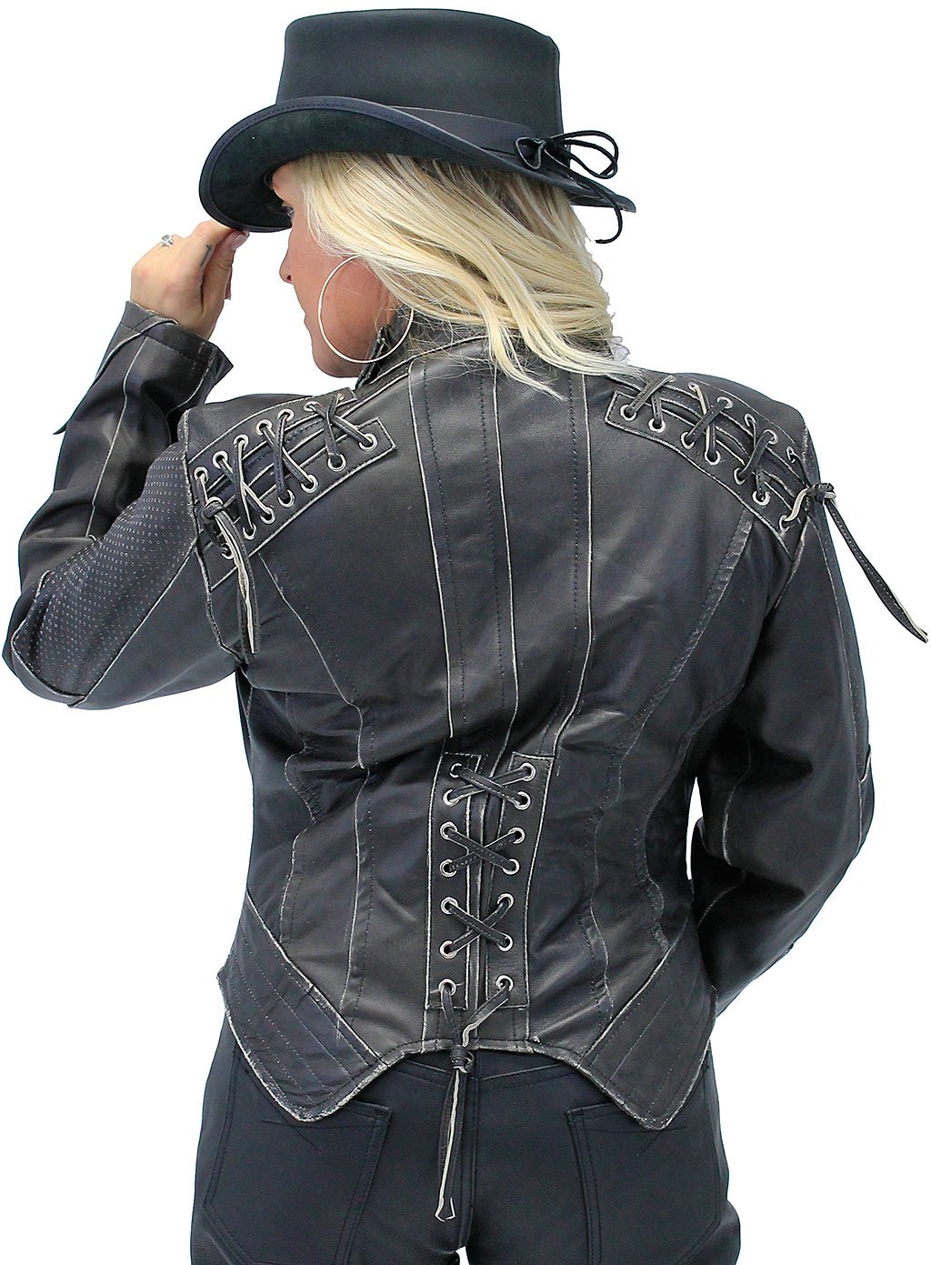 Women's Brown Vintage Steampunk Leather Jacket w/Concealed Pocket #LA15070XZZN (S-3X)