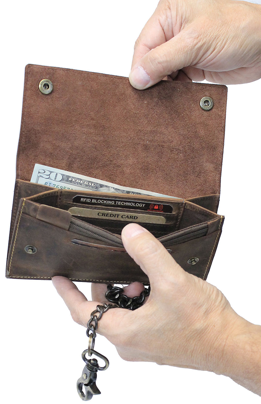 RFID Large Trucker Wallet with Chain and Claw Clip #WC51356NID