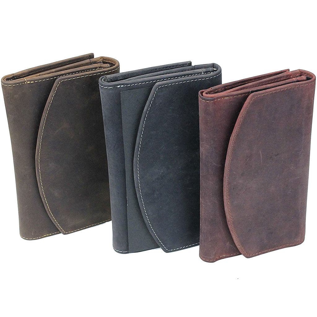 RFID Brown Oil Tanned Premium Leather Clutch Wallet #WL16340NID