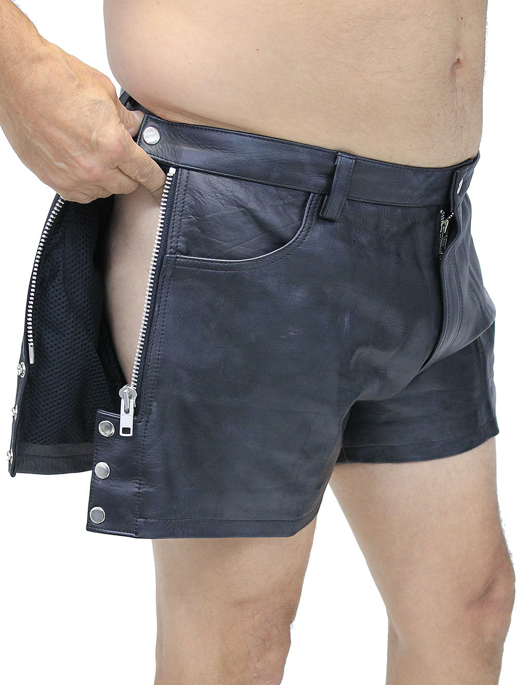 Men's Zip Away Leather Shorts #SHM1075ZZK