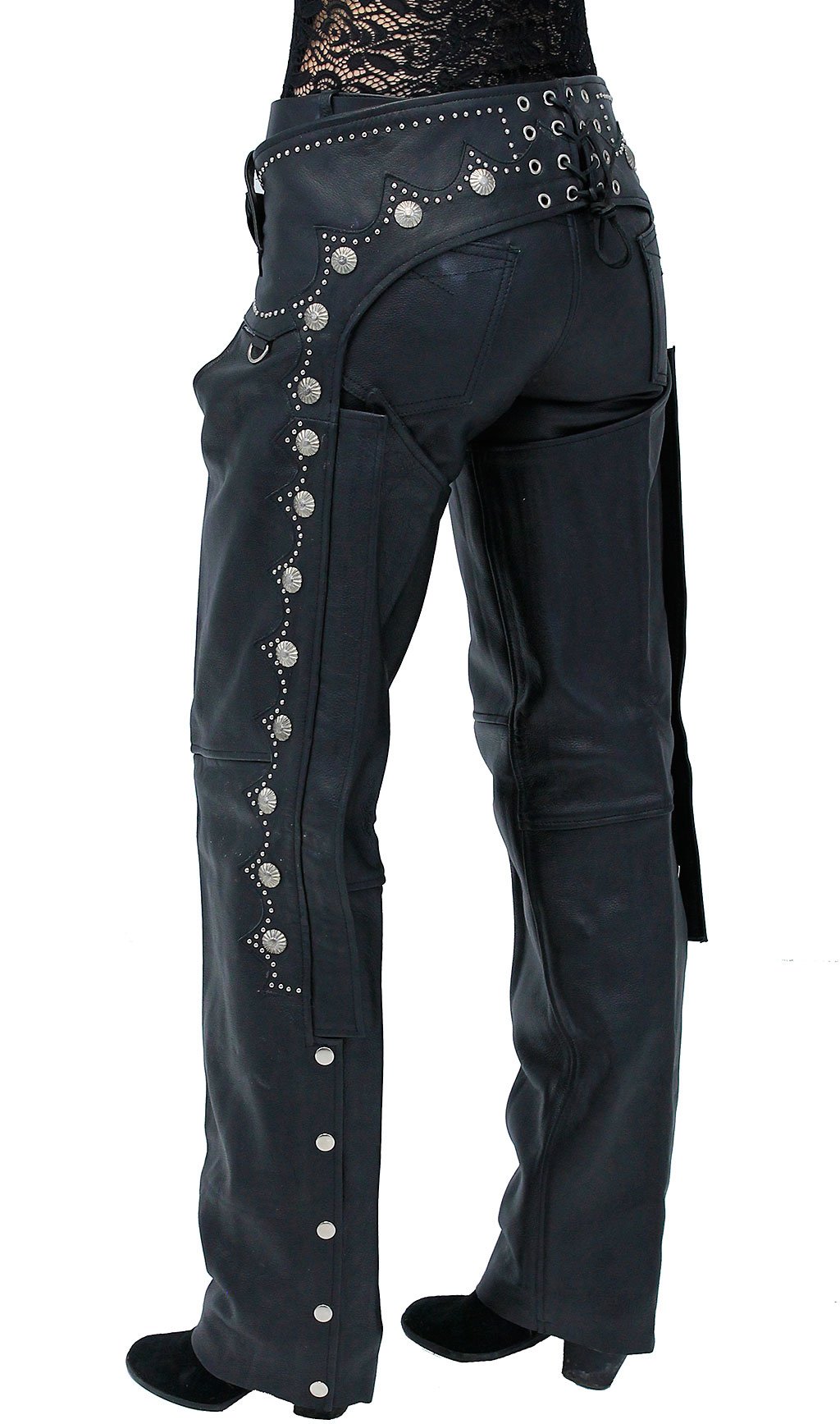 Ultra Premium Leather Western Chaps w/Scallop Trim #C5076SK (3X-5X)