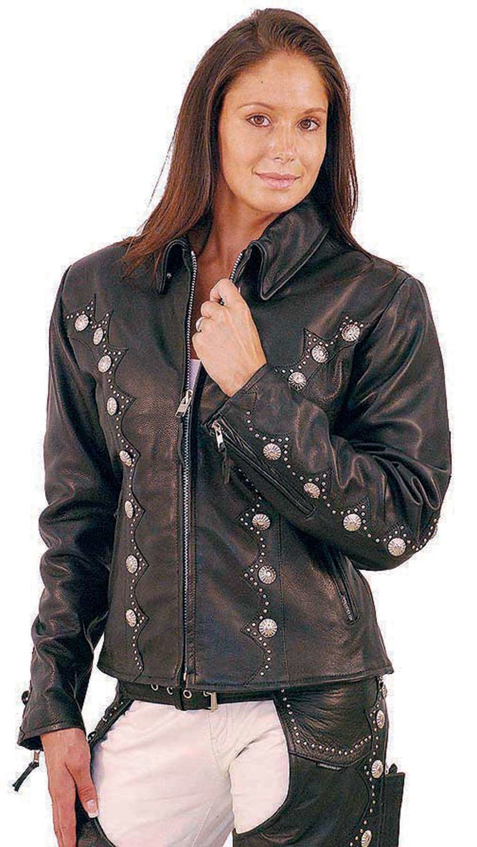 Western Leather Jacket w/Conchos & Studs #L5076SZK (S-5X)