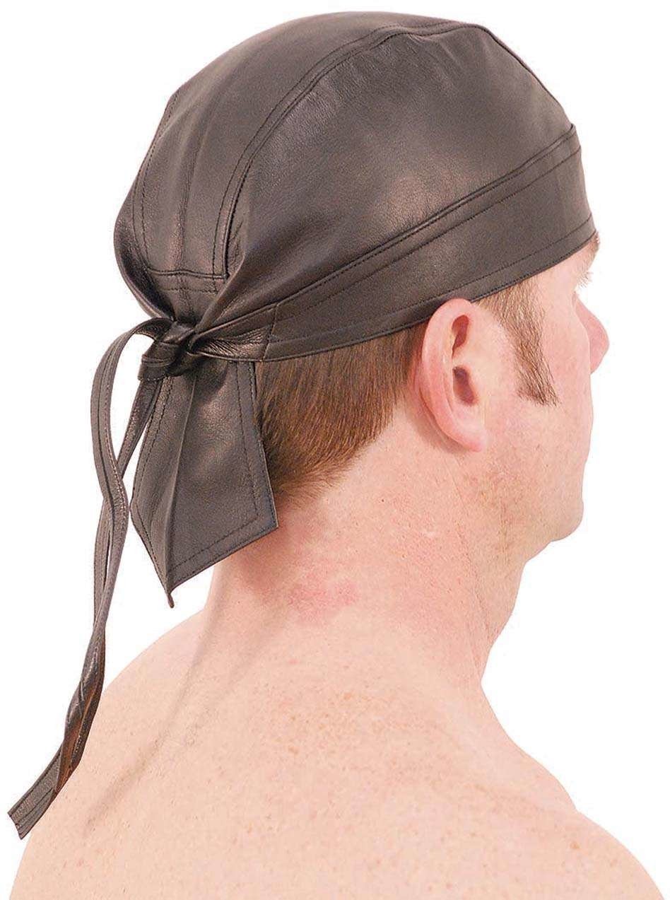 Black Leather Bandana Skullcap #BAND1