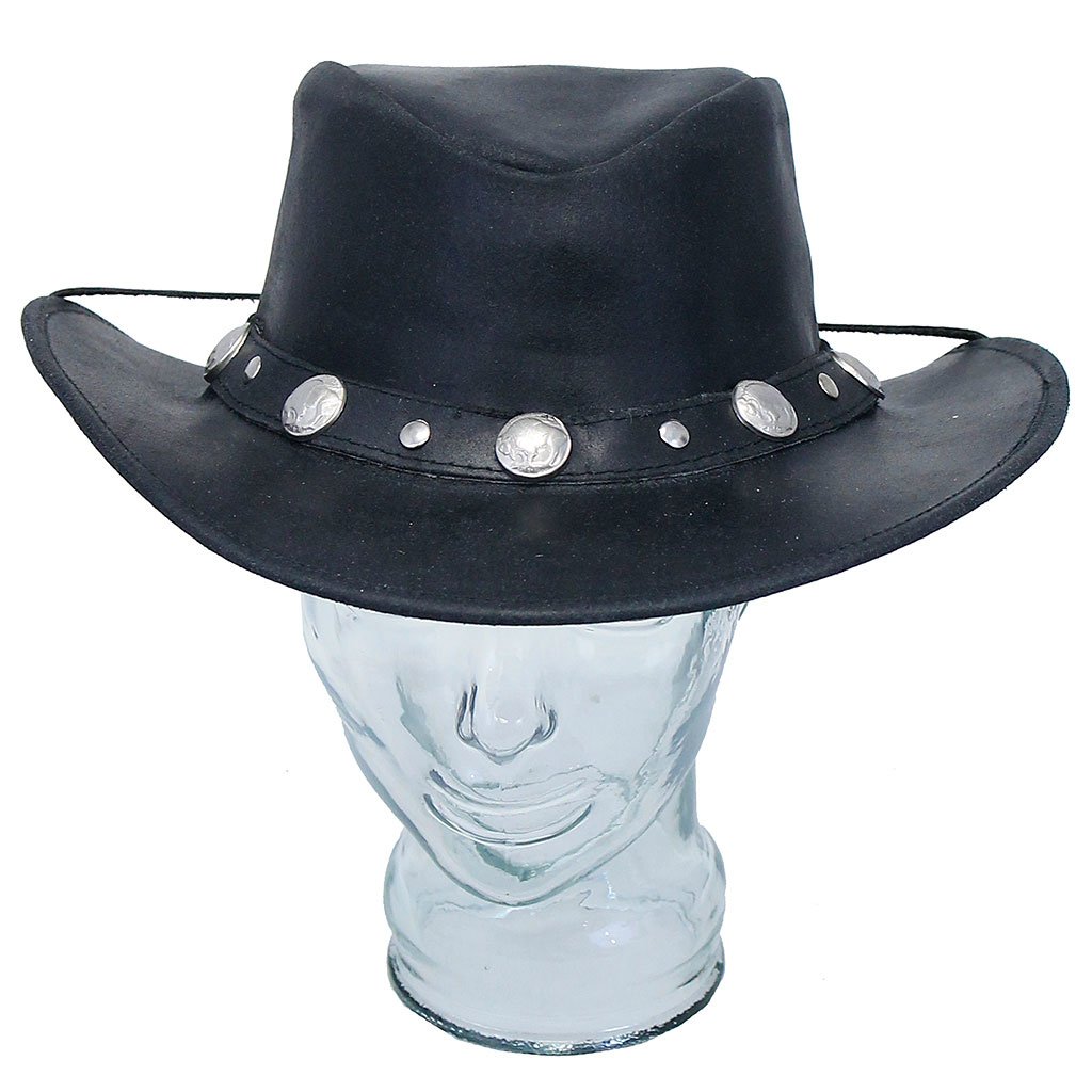 Black Cowboy Hat with Buffalo Nickel Hatband #H1040BUFK