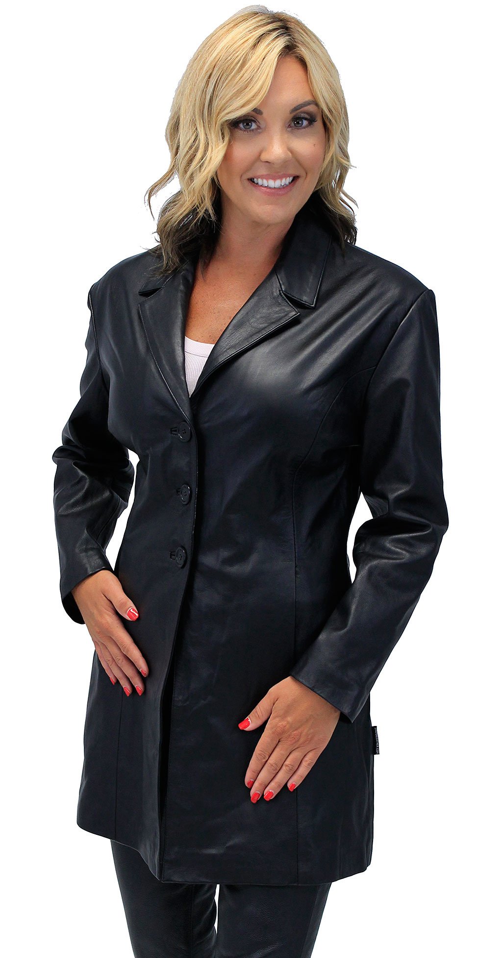 Women's Fashion Long Leather Coat #L2173BTK (up to 7X)