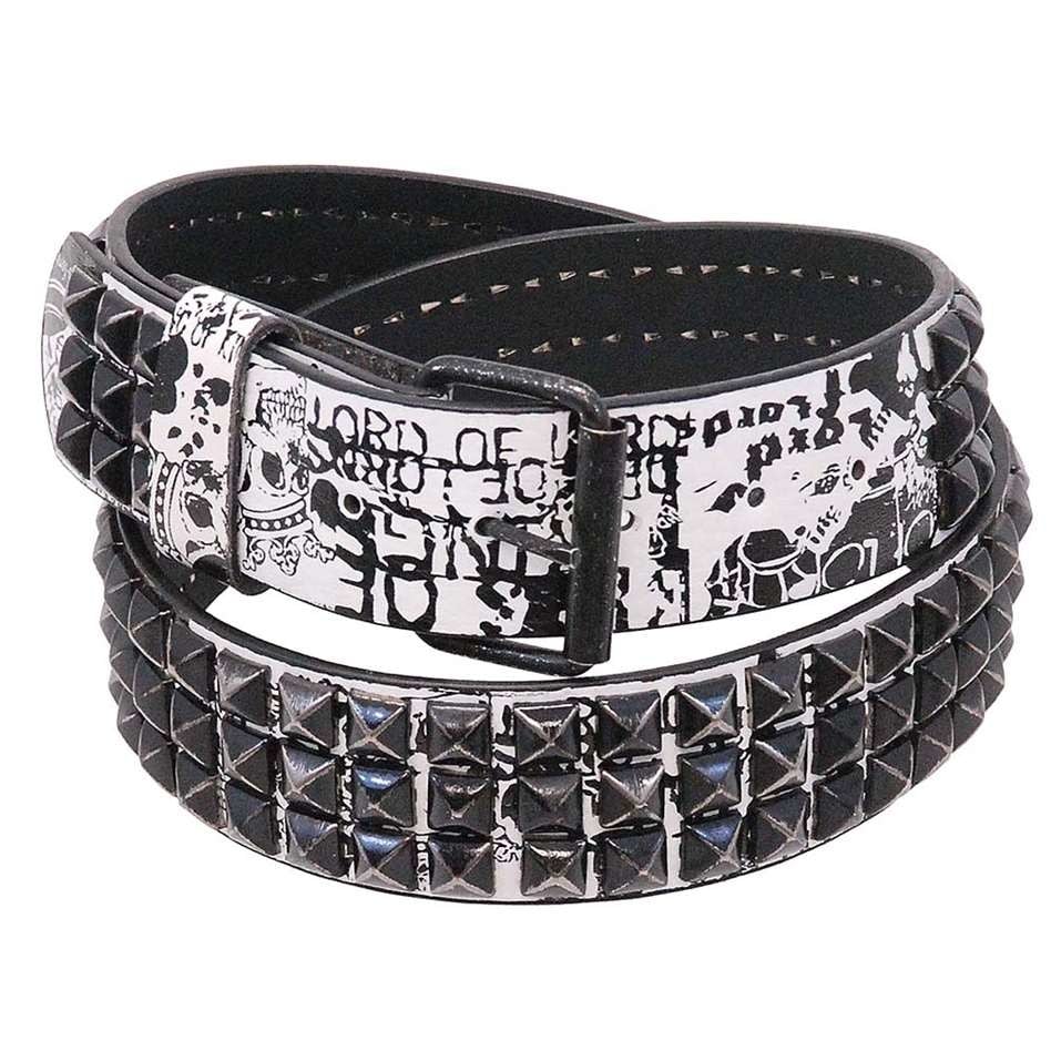 3 Row Vintage Black Pyramid Studded Belt #BT8143PYKW