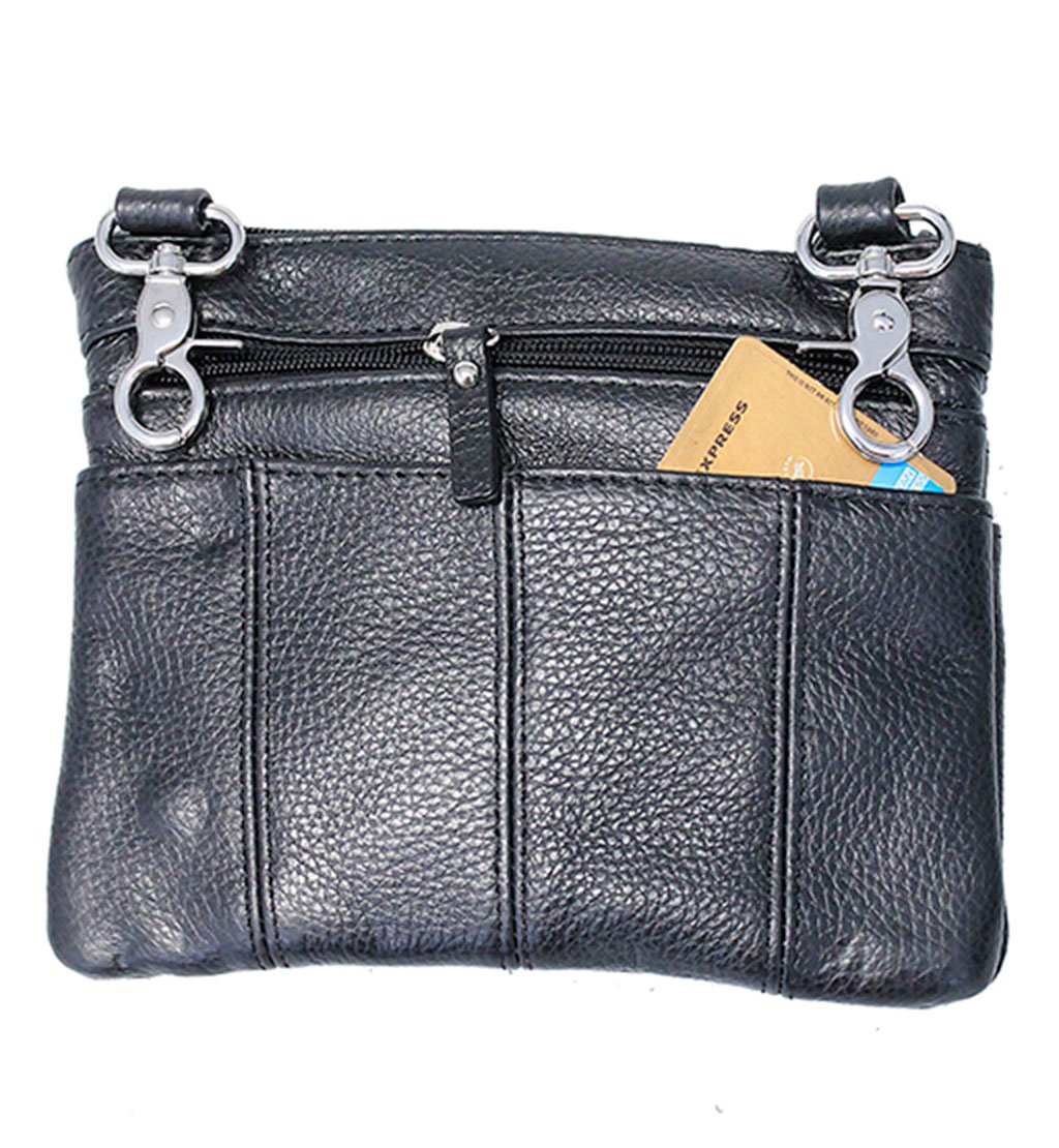 X-Large Black Leather Double Clip Pouch Hip Clip Bag #PKK30975XK