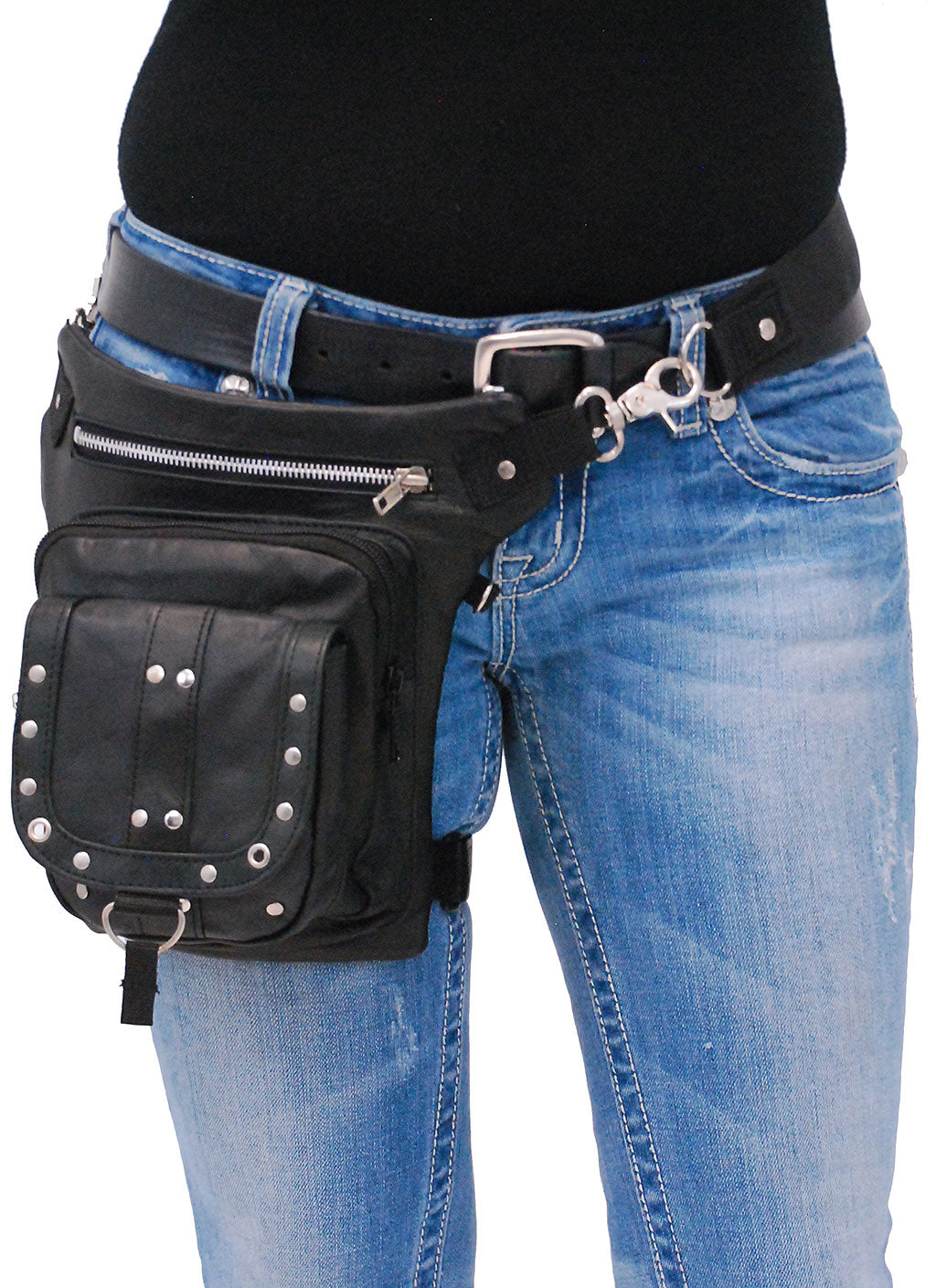 Studded Leather Thigh Bag w/Small Concealed Pocket #TB351SGRK