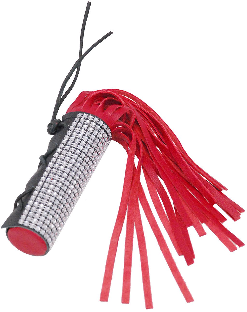 Red Leather Crystal Whip Cat-o-Nine Tails #WHIP9124CRR