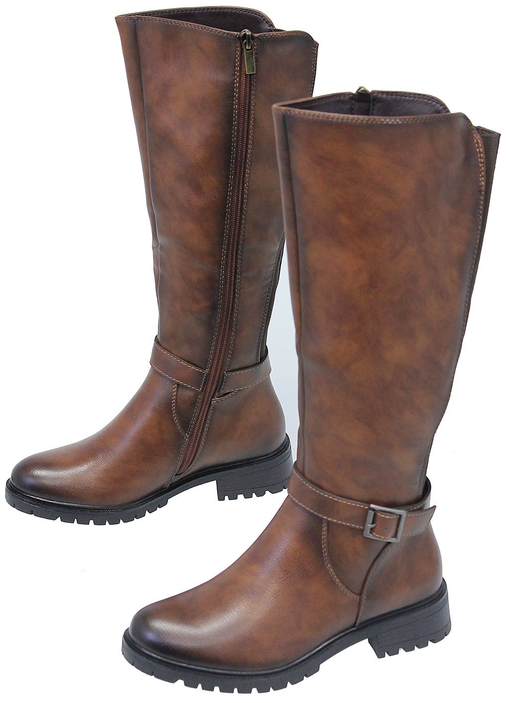 Obelia Vintage Brown Ankle Band Tall Zip Boots #BLC-OBEL-N