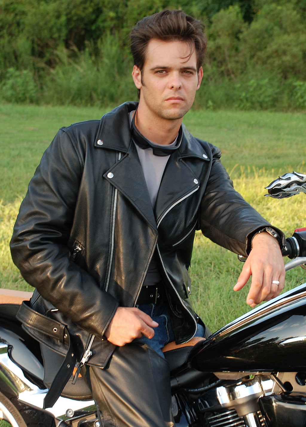 Men's Top Quality Ultra Premium Leather Concealed Pockets Motorcycle Jacket #M208GZK