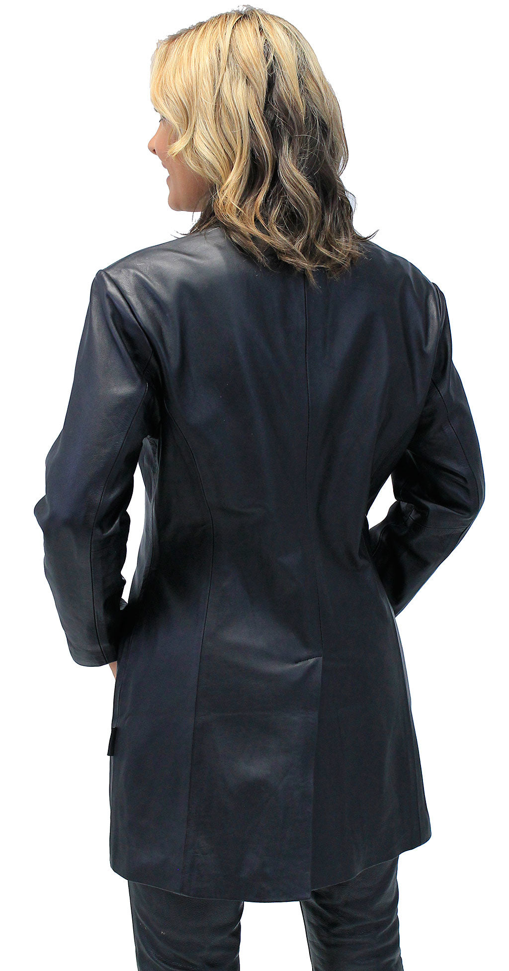 Women's Fashion Long Leather Coat #L2173BTK (up to 7X)