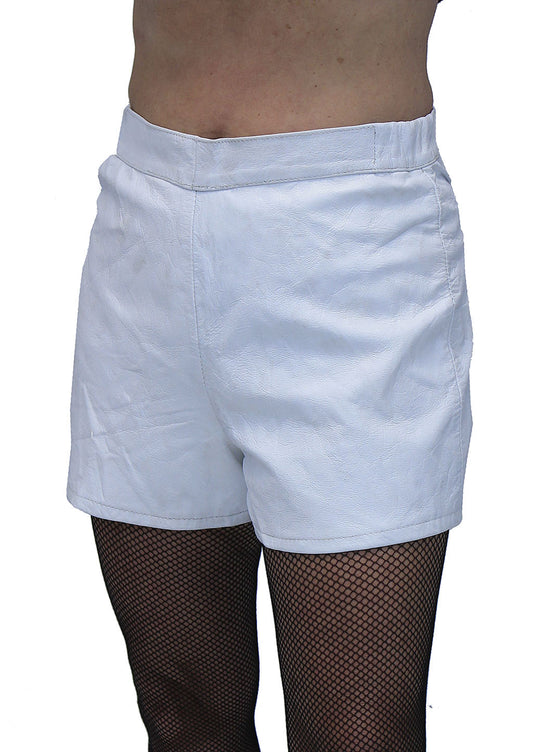 White Leather Bootie Shorts #SH11038W