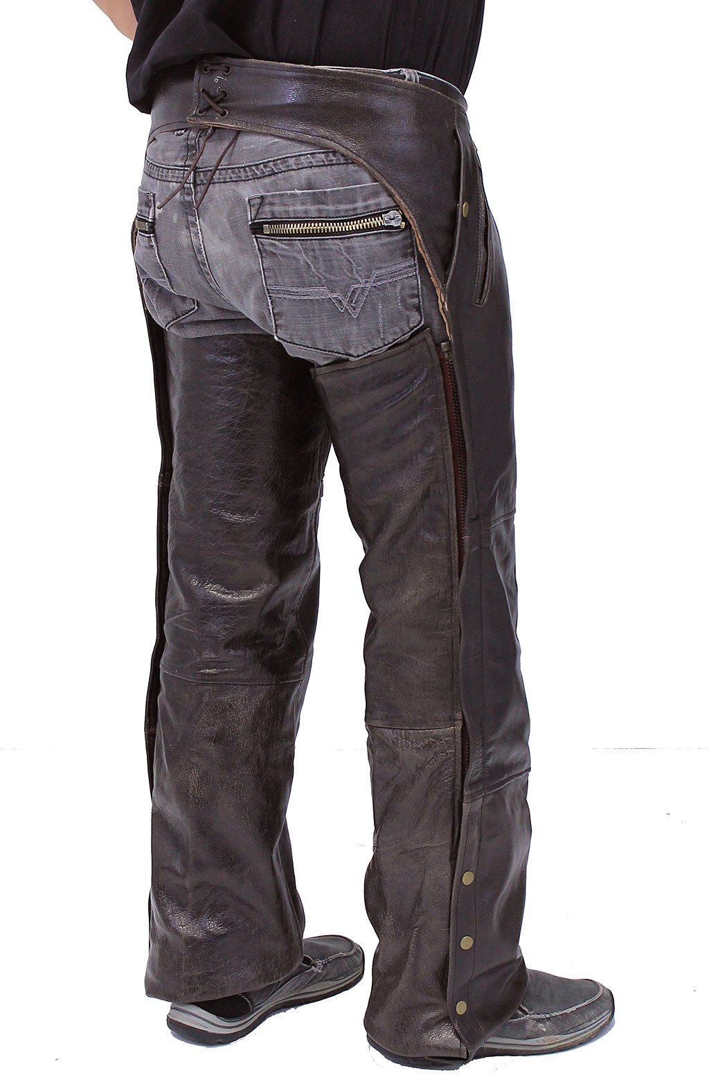 4 Pocket Dark Retro Brown Chaps w/Removable Lining #C611ZPDN