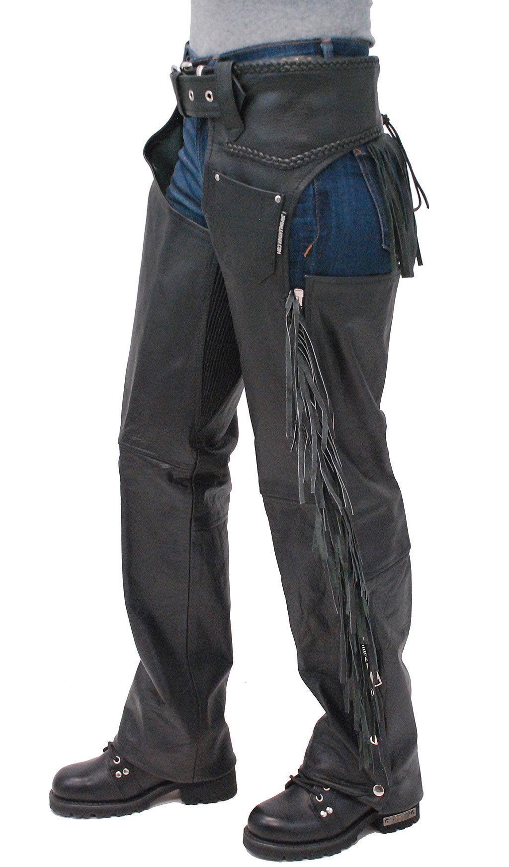 Rear Fringed Western Chaps w/Elastic Thigh #C1116EF (2X-4X)