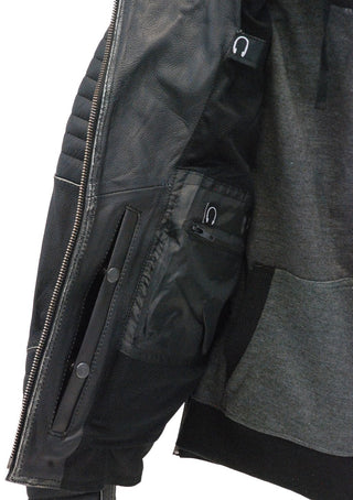 Women's Vintage Vented Concealed Pockets Motorcycle Jacket with Hoodie #LA2516VHK