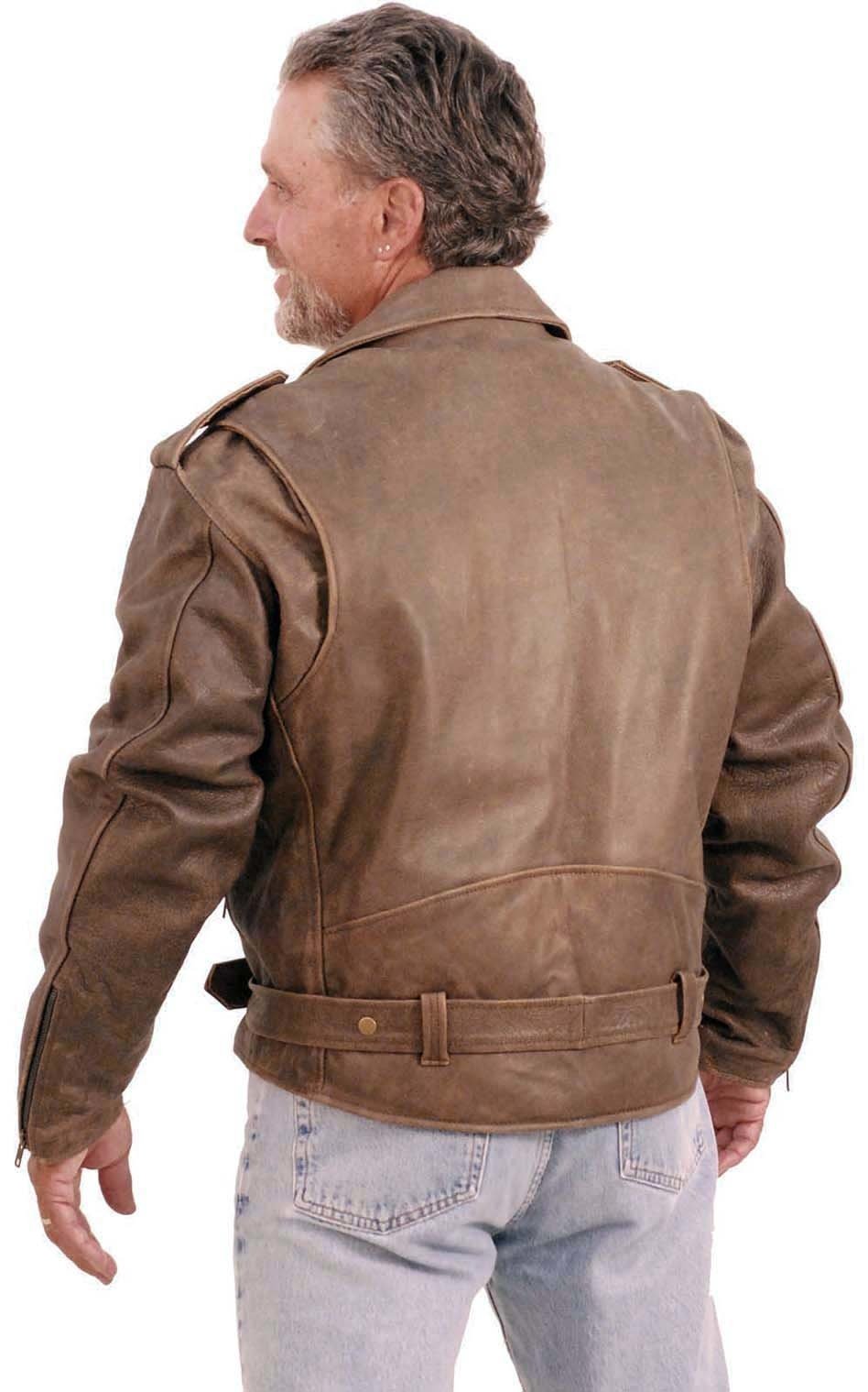 Rich Brown Genuine Leather Jacket for Men #M38ZN (38, 48-52)