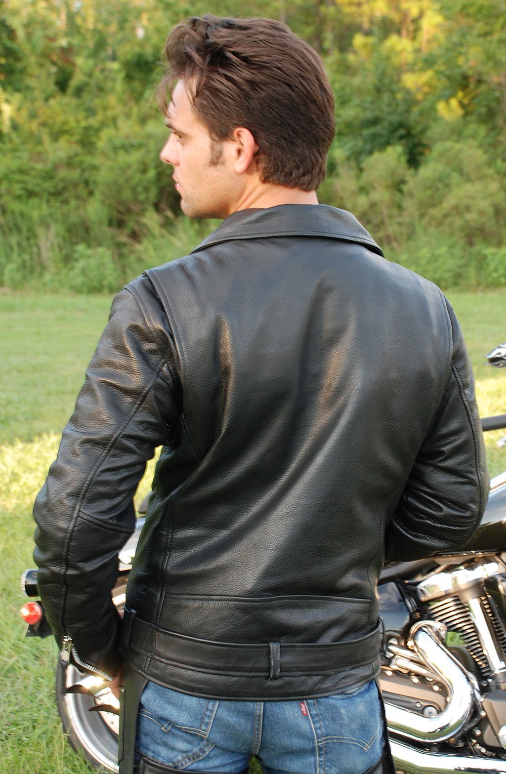 Men's Top Quality Ultra Premium Leather Concealed Pockets Motorcycle Jacket #M208GZK