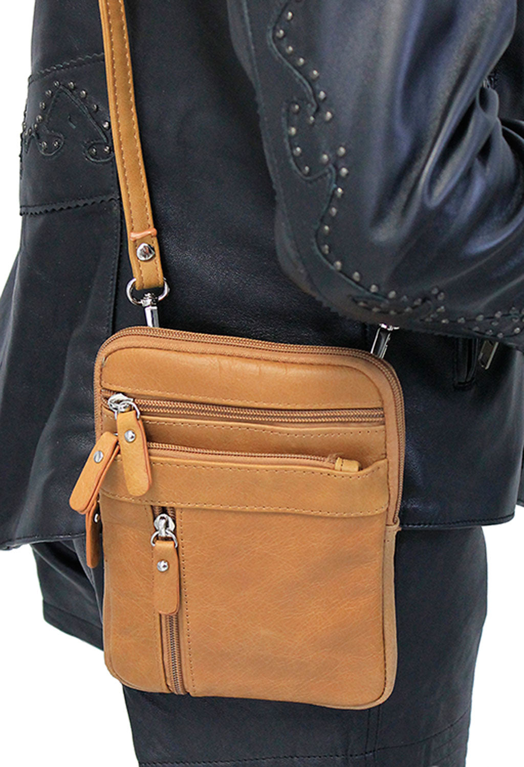 Light Brown Cross Body Belt Pouch #P0181N