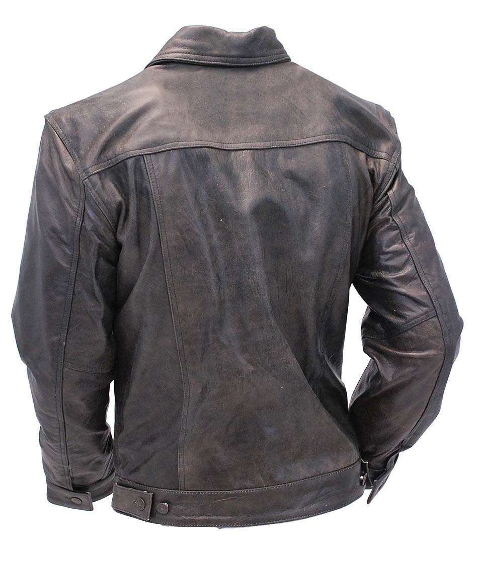 Mens Leather Jacket Vintage Jean Jacket Style #M321GY