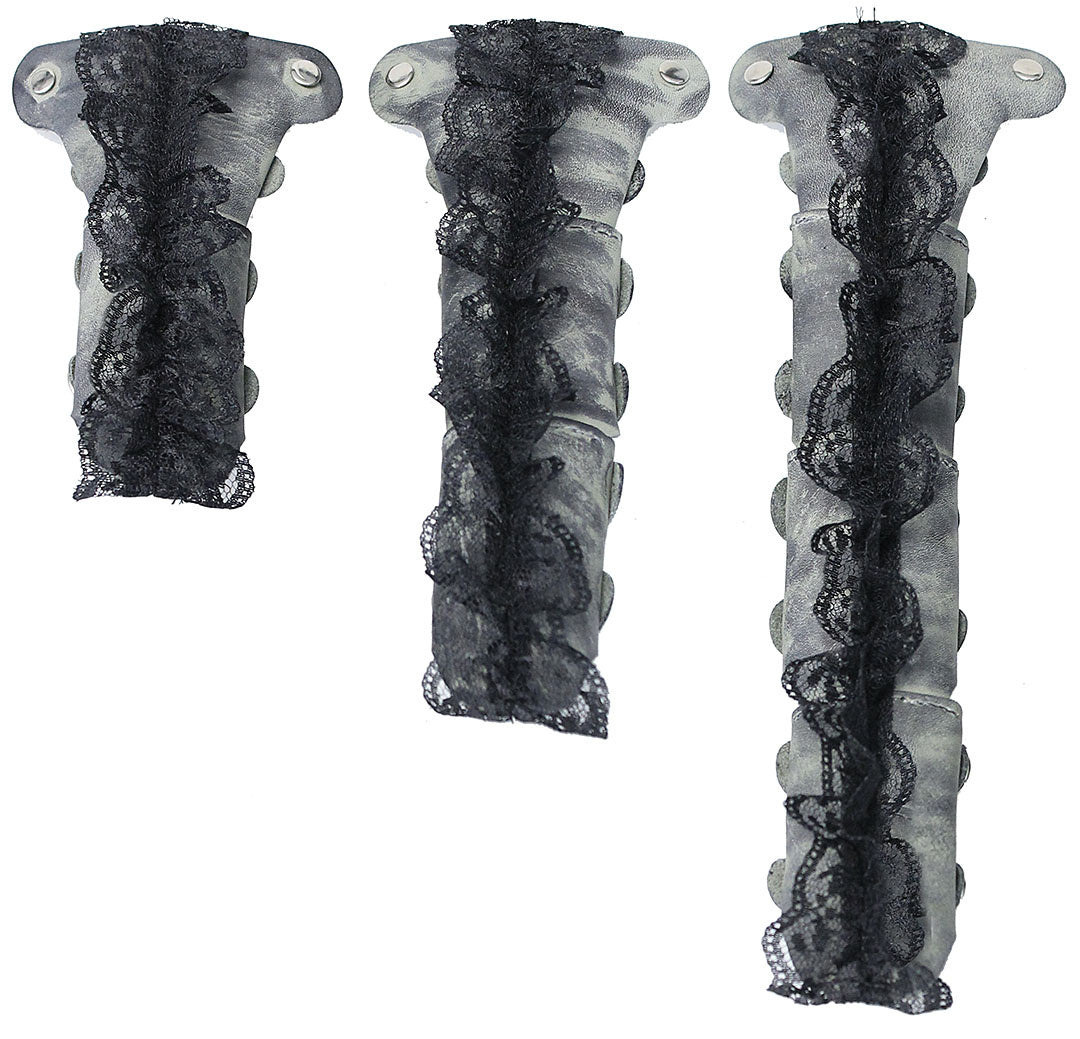 Antiqued Gray Leather and Lace Hair Tube Barrette #AHW2300LGY