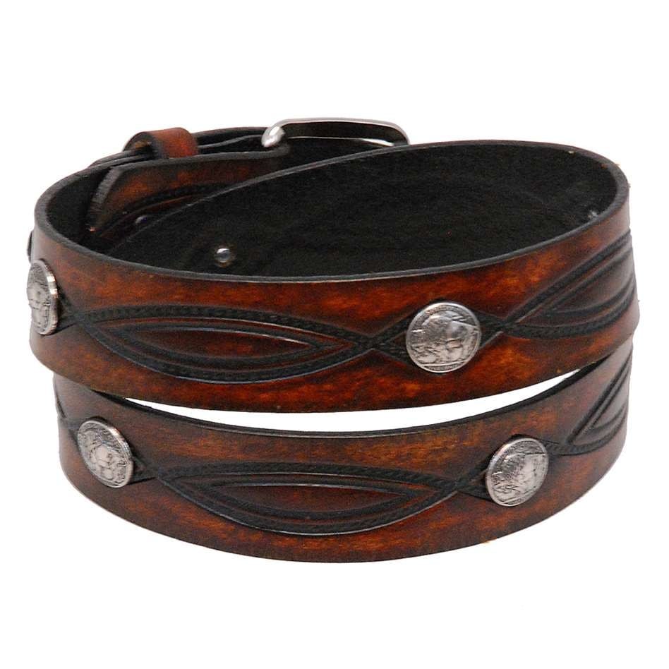 Heavy Buffalo Nickel Vintage Brown Leather Belt #BT116BUFAN