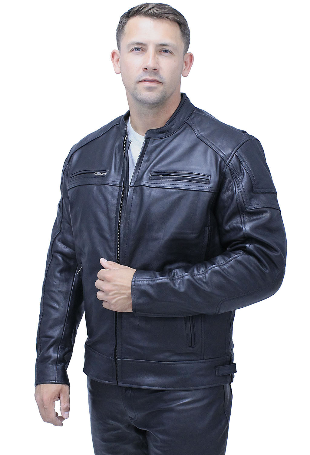 Ultra Premium Cowhide Leather Vented Café Racer Jacket #M69440GVZK