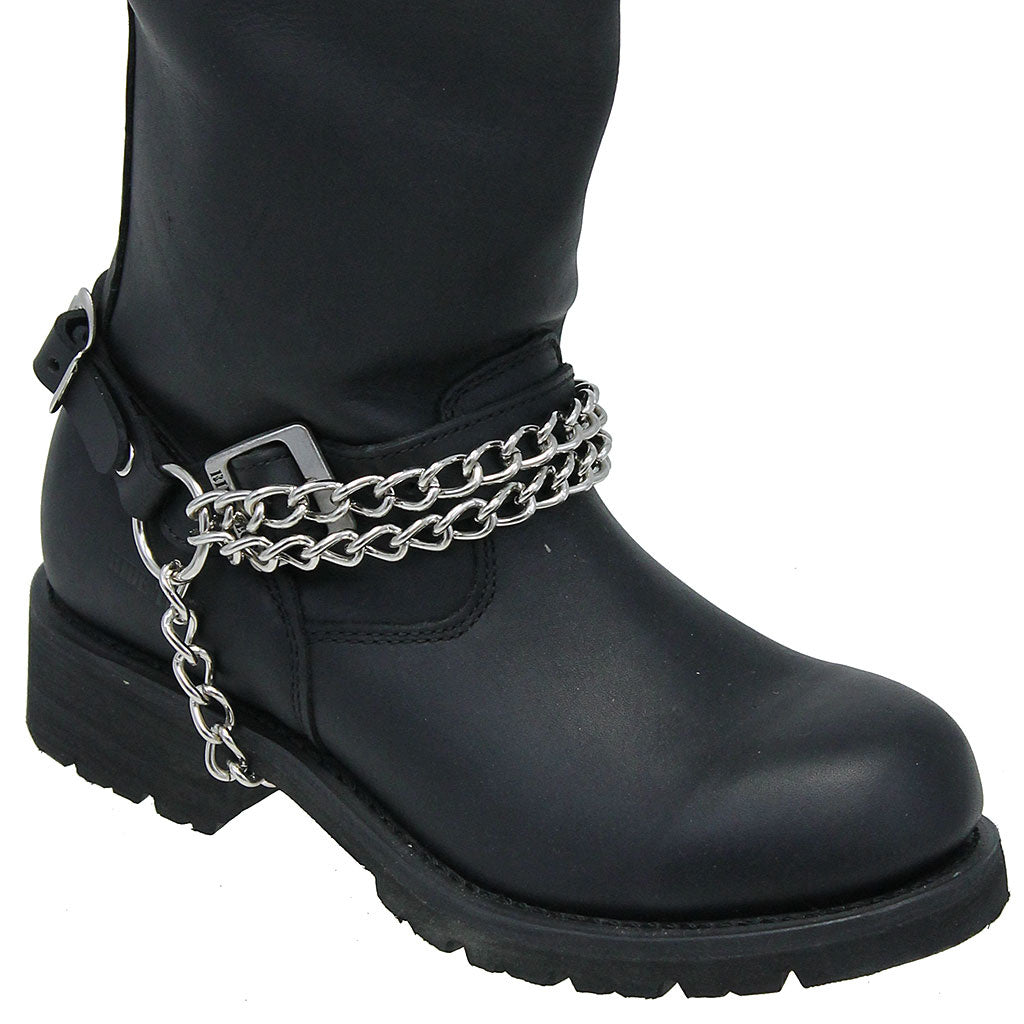 Double Heavy Chain Leather Boot Straps #BS21XK