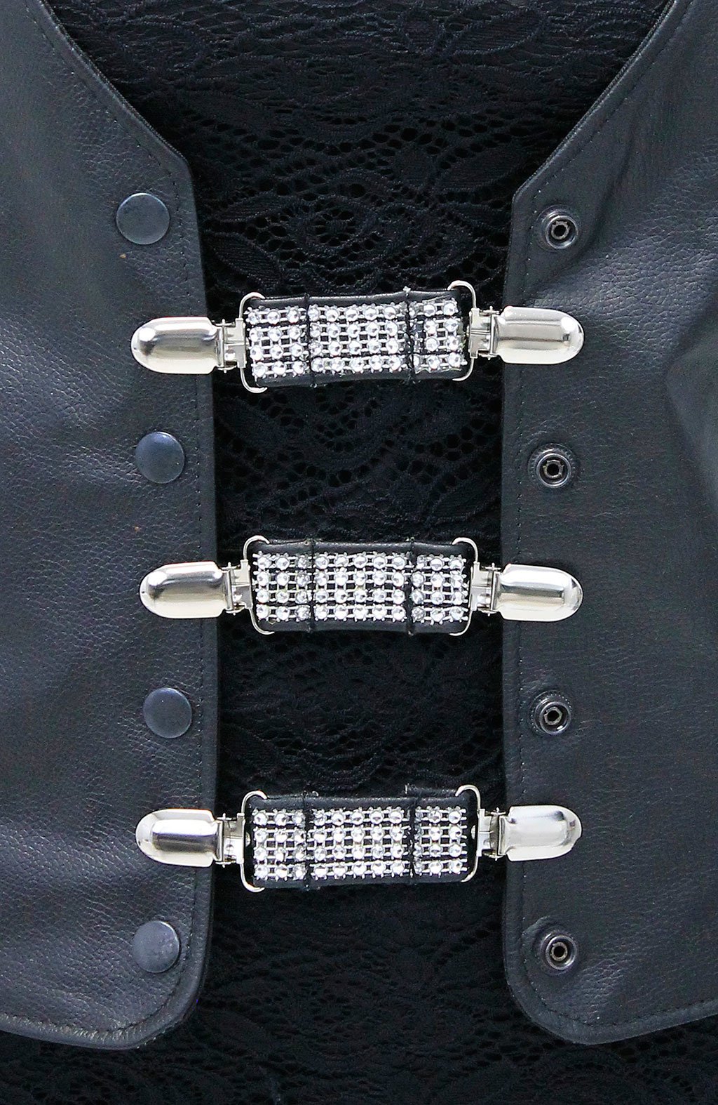 Crystal and Leather Vest Extender with Clips Set of #VC2011CCRY
