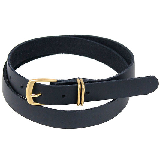 Black Narrow 1" Wide Leather Belt in Premium Soft Cowhide #BT15000K