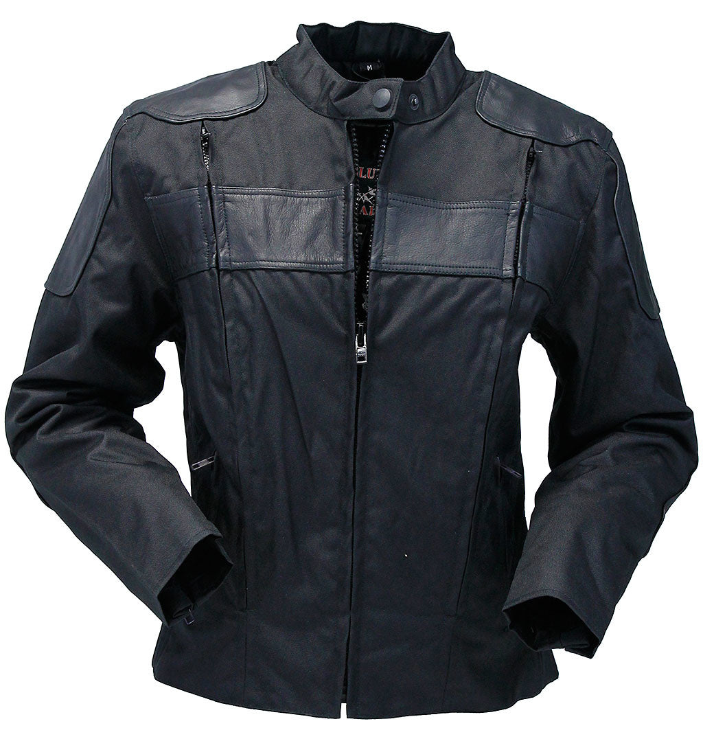 Leather and Textile Vented Women's Biker Jacket #LC2179VZK (XS-3X)